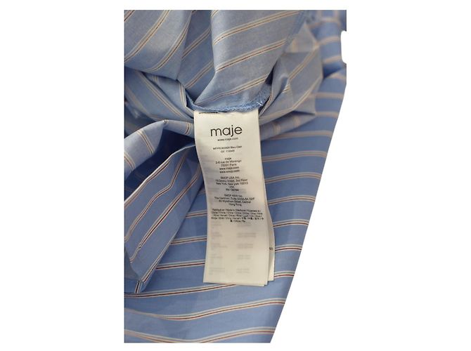 Abito Camicia Maje a Righe Blu in Cotone - vista 9