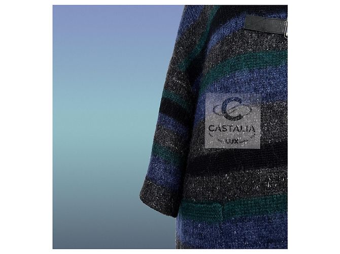 Chanel Lässiger Kaschmirmantel 42 FR 8K$ Paris / Edinburgh Marineblau - Ansicht 12