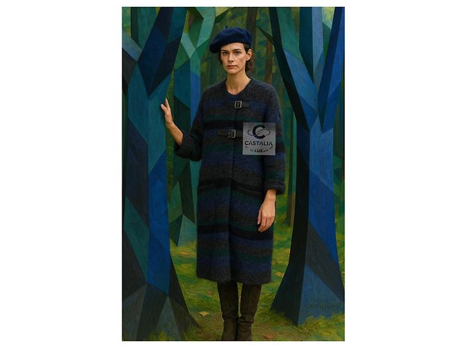 Chanel Lässiger Kaschmirmantel 42 FR 8K$ Paris / Edinburgh Marineblau - Ansicht 3