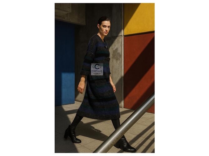 Chanel Lässiger Kaschmirmantel 42 FR 8K$ Paris / Edinburgh Marineblau - Ansicht 5