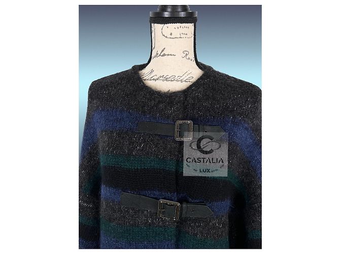 Chanel Lässiger Kaschmirmantel 42 FR 8K$ Paris / Edinburgh Marineblau - Ansicht 6