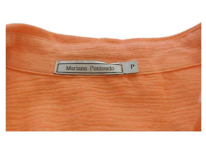 Autre Marque Vestido camisero largo de algodón naranja Mariana Penteado - vista 3