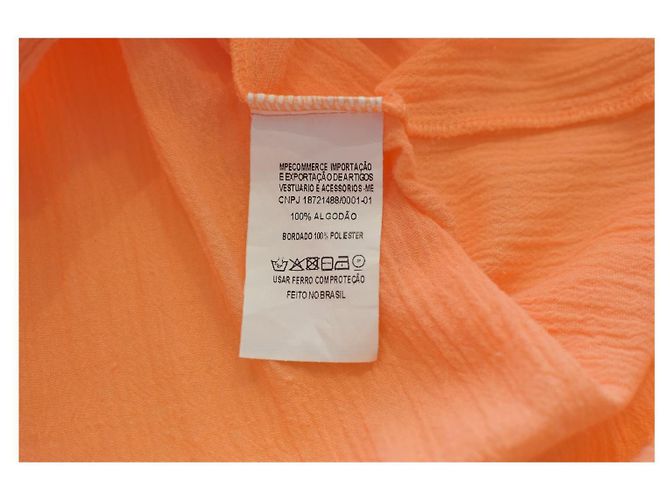 Autre Marque Vestido camisero largo de algodón naranja Mariana Penteado - vista 4