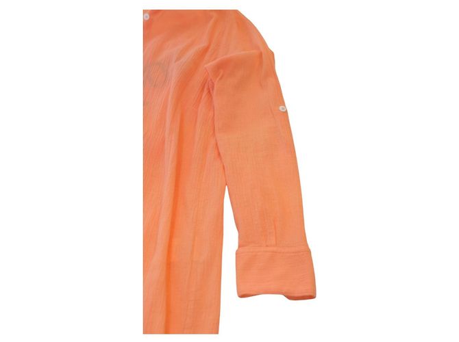 Autre Marque Vestido camisero largo de algodón naranja Mariana Penteado - vista 5