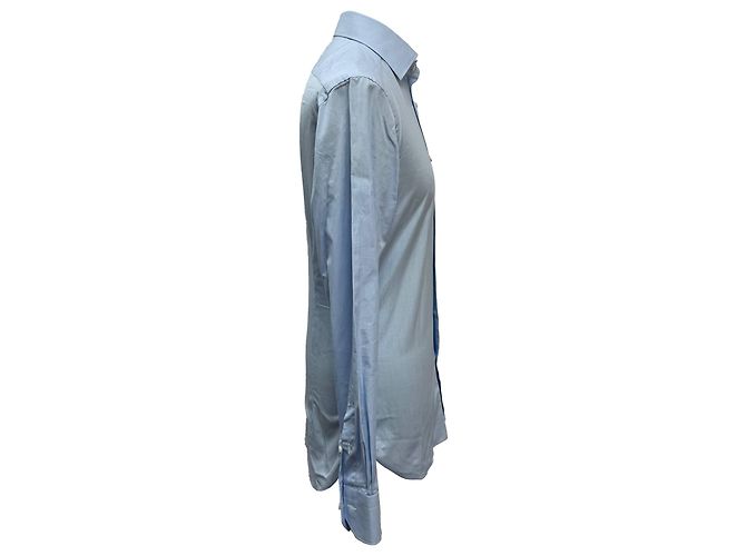 Ermenegildo Zegna Button-Down-Hemd aus blauer Baumwolle Hellblau - Ansicht 2