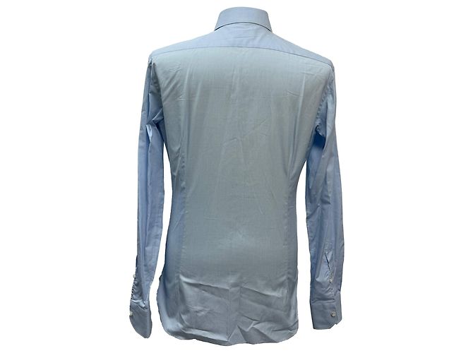Ermenegildo Zegna Button-Down-Hemd aus blauer Baumwolle Hellblau - Ansicht 3