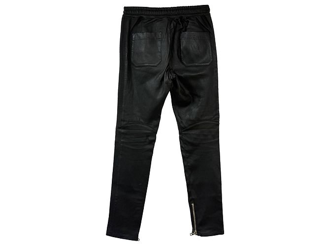 Balmain Jogginghose aus schwarzem Leder - Ansicht 2