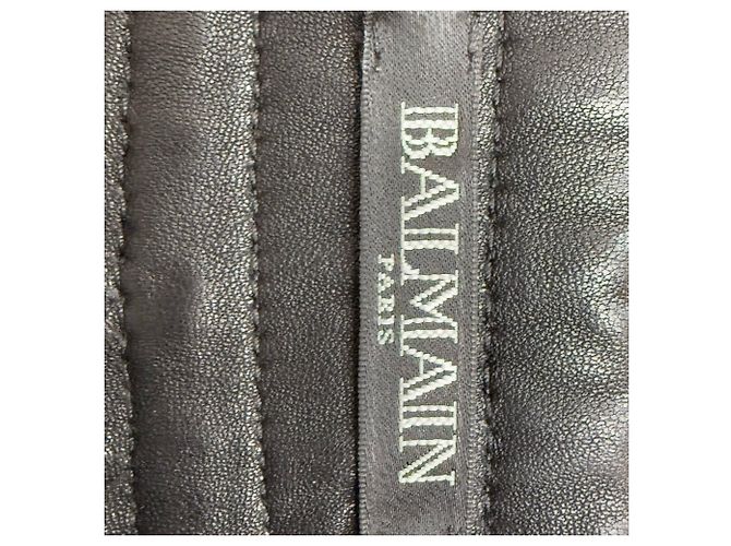 Balmain Jogginghose aus schwarzem Leder - Ansicht 4