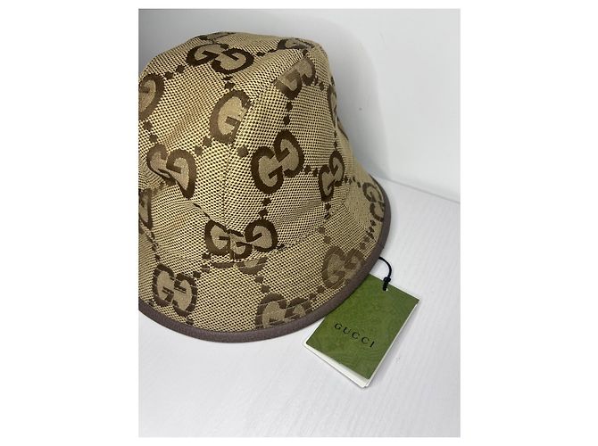 Cappello Bob Gucci Jumbo Beige in Cotone - vista 2