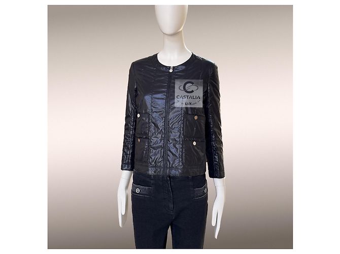 Chanel Ikonische schwarze leichte Pufferjacke 34 FR - Ansicht 2