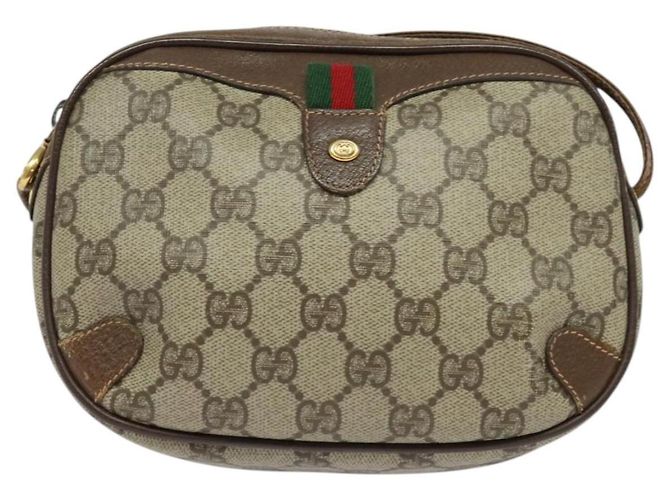 Borsa a Spalla Gucci GG Supreme Web Sherry Line PVC Beige 156 02 066 Auth bs27644 D'oro - vista 2