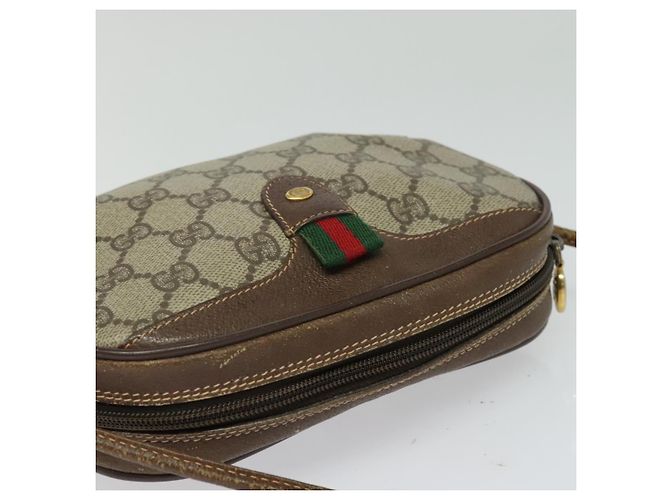 Borsa a Spalla Gucci GG Supreme Web Sherry Line PVC Beige 156 02 066 Auth bs27644 D'oro - vista 6