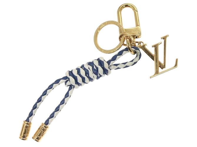 LOUIS VUITTON Charm Nautical Knots Pelle Blu Bianco oro M01816 LV Auth 131098 D'oro - vista 2