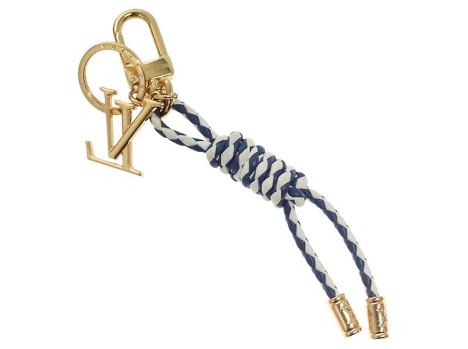 LOUIS VUITTON Charm Nautical Knots Pelle Blu Bianco oro M01816 LV Auth 131098 D'oro - vista 3