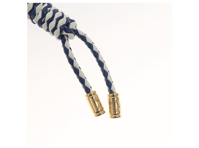 LOUIS VUITTON Charm Nautical Knots Pelle Blu Bianco oro M01816 LV Auth 131098 D'oro - vista 4