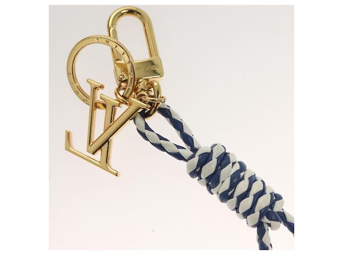 LOUIS VUITTON Charm Nautical Knots Pelle Blu Bianco oro M01816 LV Auth 131098 D'oro - vista 6