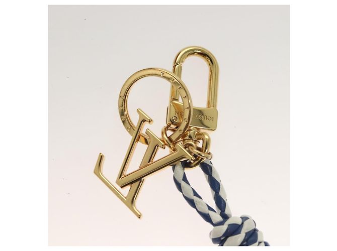 LOUIS VUITTON Charm Nautical Knots Pelle Blu Bianco oro M01816 LV Auth 131098 D'oro - vista 7