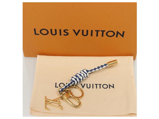 LOUIS VUITTON Charm Nautical Knots Pelle Blu Bianco oro M01816 LV Auth 131098 D'oro - vista 9