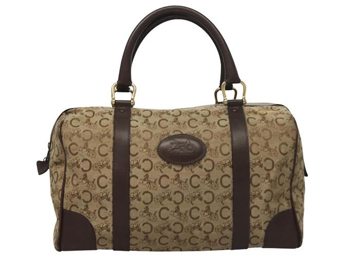 Céline Borsa Boston Celine C Sulky in tela marrone e oro Auth gh343 D'oro - vista 2