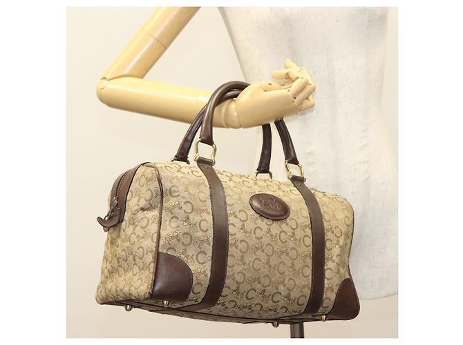 Céline Borsa Boston Celine C Sulky in tela marrone e oro Auth gh343 D'oro - vista 22