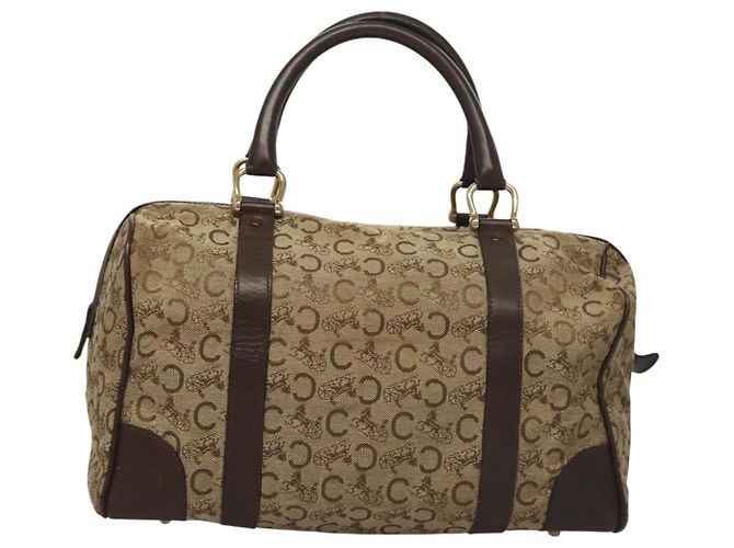 Céline Borsa Boston Celine C Sulky in tela marrone e oro Auth gh343 D'oro - vista 3