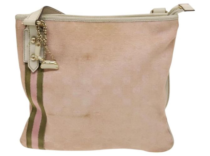 Borsa a Spalla Gucci GG Canvas Sherry Line Rosa Oro Auth 128997 D'oro - vista 2