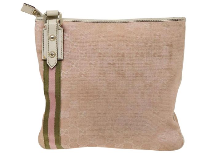Borsa a Spalla Gucci GG Canvas Sherry Line Rosa Oro Auth 128997 D'oro - vista 3
