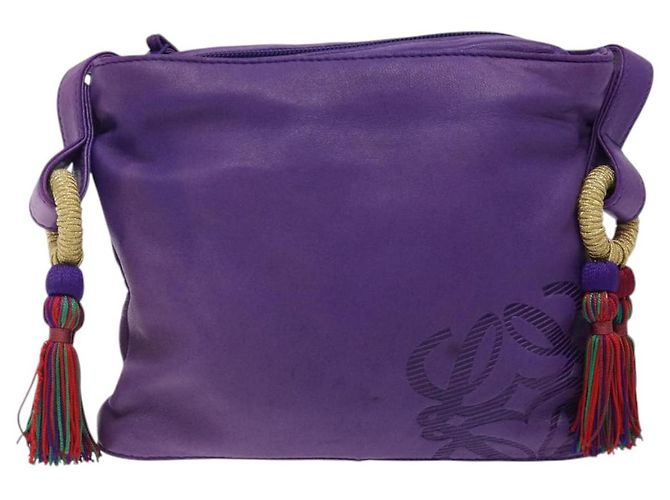 LOEWE Borsa a Spalla Anagram Pelle Viola Oro Auth bs27640 D'oro Porpora - vista 13