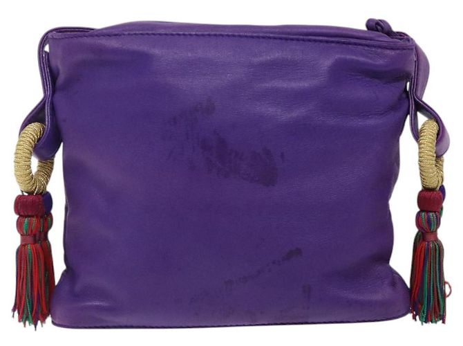 LOEWE Borsa a Spalla Anagram Pelle Viola Oro Auth bs27640 D'oro Porpora - vista 2