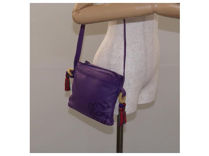 LOEWE Borsa a Spalla Anagram Pelle Viola Oro Auth bs27640 D'oro Porpora - vista 21