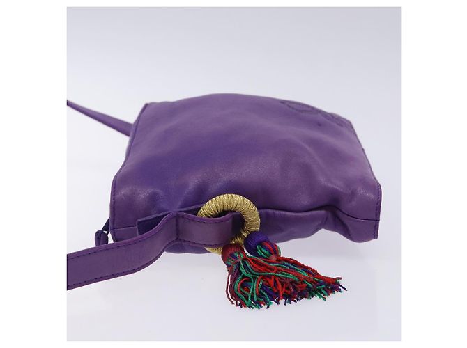 LOEWE Borsa a Spalla Anagram Pelle Viola Oro Auth bs27640 D'oro Porpora - vista 4