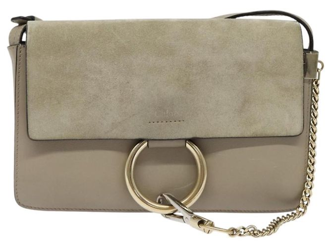 Chloé Borsa a Spalla Chloe Fay in Pelle Scamosciata Oro Beige Auth gh270 D'oro - vista 2