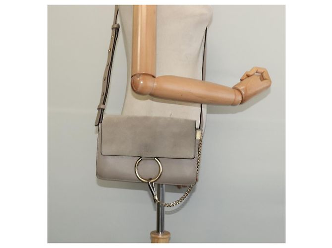Chloé Borsa a Spalla Chloe Fay in Pelle Scamosciata Oro Beige Auth gh270 D'oro - vista 24