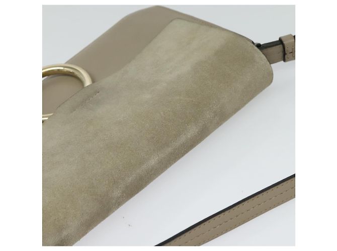 Chloé Borsa a Spalla Chloe Fay in Pelle Scamosciata Oro Beige Auth gh270 D'oro - vista 6
