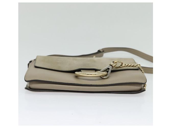 Chloé Borsa a Spalla Chloe Fay in Pelle Scamosciata Oro Beige Auth gh270 D'oro - vista 9