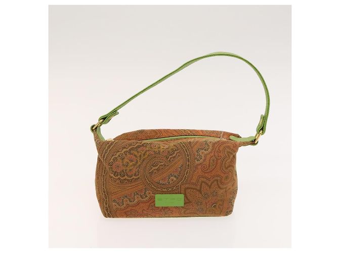 Borsa a tracolla ETRO Paisley in PVC e tela, set da 2, Verde Marrone Auth BA3734 - vista 10