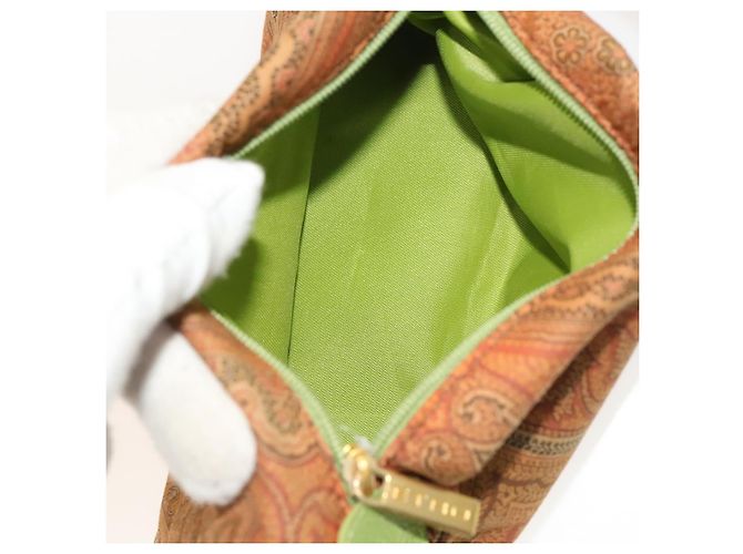 Borsa a tracolla ETRO Paisley in PVC e tela, set da 2, Verde Marrone Auth BA3734 - vista 17