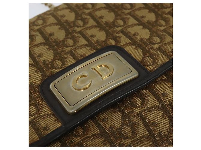 Borsa a spalla in tela Trotter Christian Dior con catena marrone Auth 131653 - vista 14