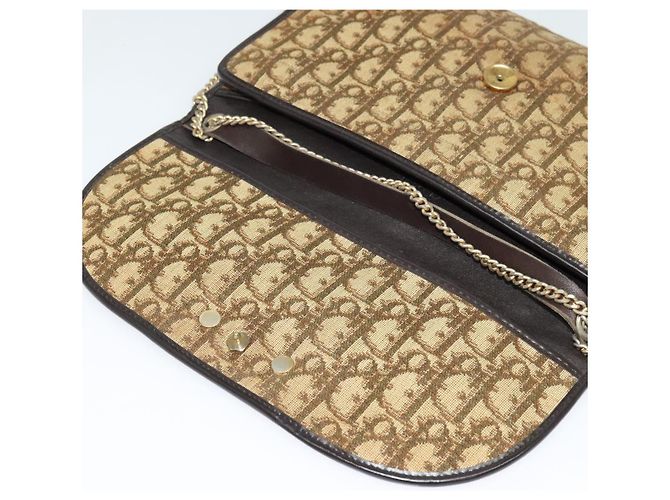 Borsa a spalla in tela Trotter Christian Dior con catena marrone Auth 131653 - vista 15