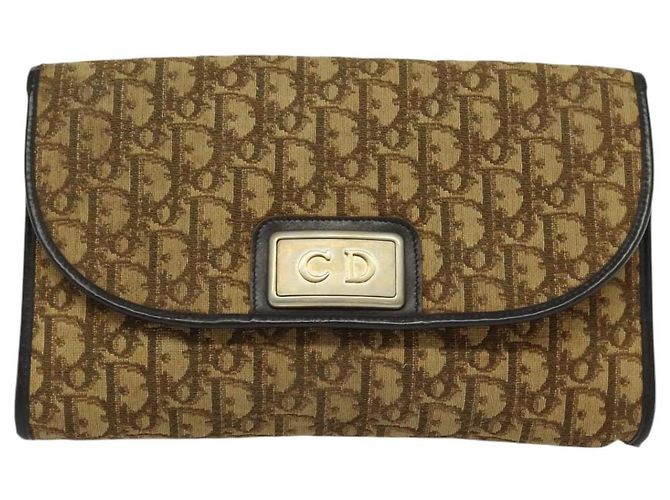 Borsa a spalla in tela Trotter Christian Dior con catena marrone Auth 131653 - vista 2