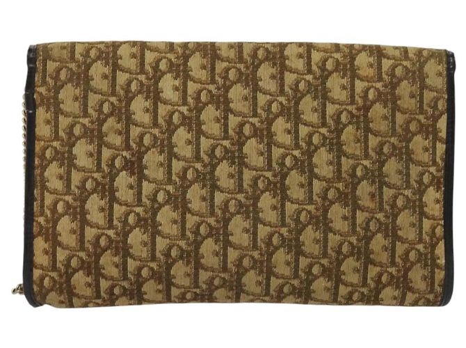 Borsa a spalla in tela Trotter Christian Dior con catena marrone Auth 131653 - vista 3