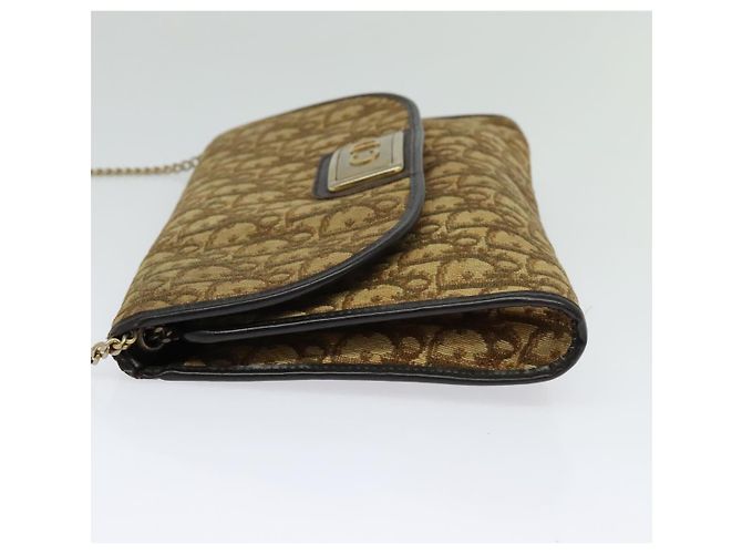 Borsa a spalla in tela Trotter Christian Dior con catena marrone Auth 131653 - vista 4