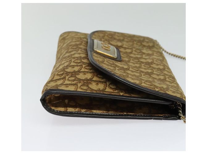 Borsa a spalla in tela Trotter Christian Dior con catena marrone Auth 131653 - vista 5