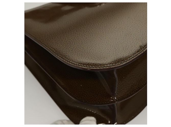 Céline Borsa a Spalla CELINE Pelle Verniciata Khaki Argento Auth ep9681 Cachi - vista 10