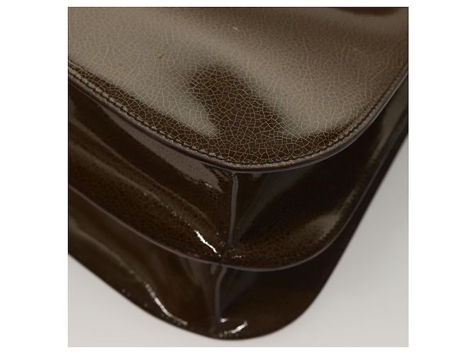 Céline Borsa a Spalla CELINE Pelle Verniciata Khaki Argento Auth ep9681 Cachi - vista 11