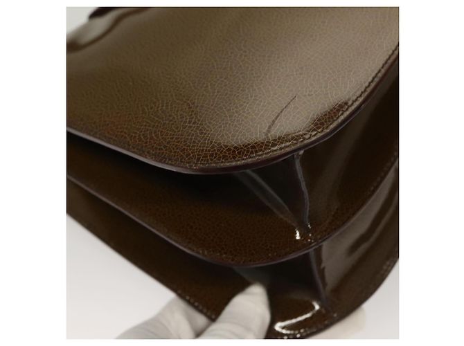 Céline Borsa a Spalla CELINE Pelle Verniciata Khaki Argento Auth ep9681 Cachi - vista 12