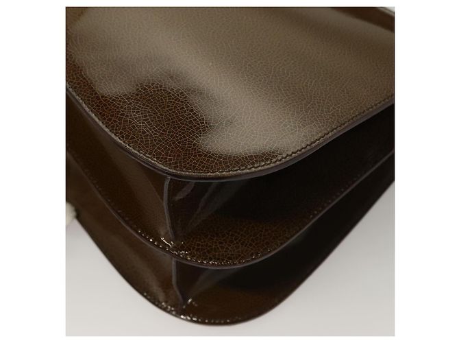 Céline Borsa a Spalla CELINE Pelle Verniciata Khaki Argento Auth ep9681 Cachi - vista 13