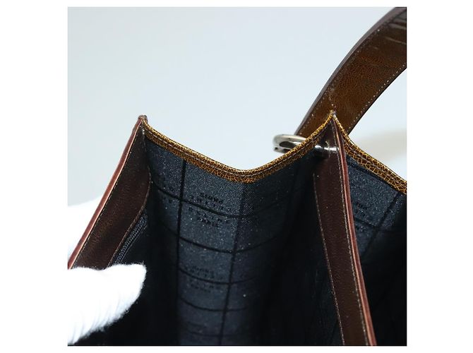 Céline Borsa a Spalla CELINE Pelle Verniciata Khaki Argento Auth ep9681 Cachi - vista 17