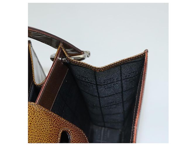 Céline Borsa a Spalla CELINE Pelle Verniciata Khaki Argento Auth ep9681 Cachi - vista 21