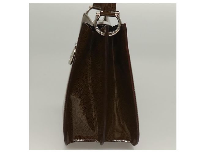 Céline Borsa a Spalla CELINE Pelle Verniciata Khaki Argento Auth ep9681 Cachi - vista 4